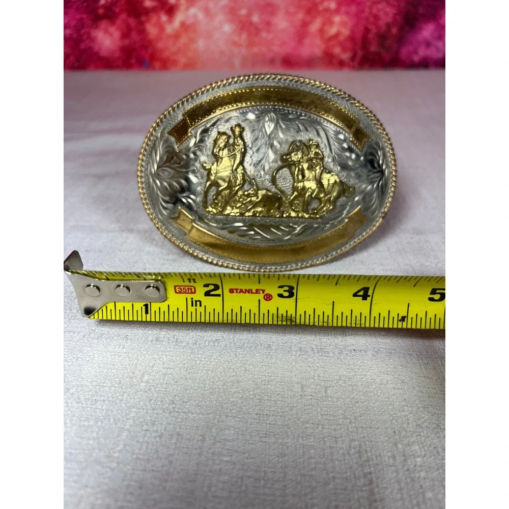 Vintage ADM Silversmith Collection Rodeo Calf Roping Belt Buckle